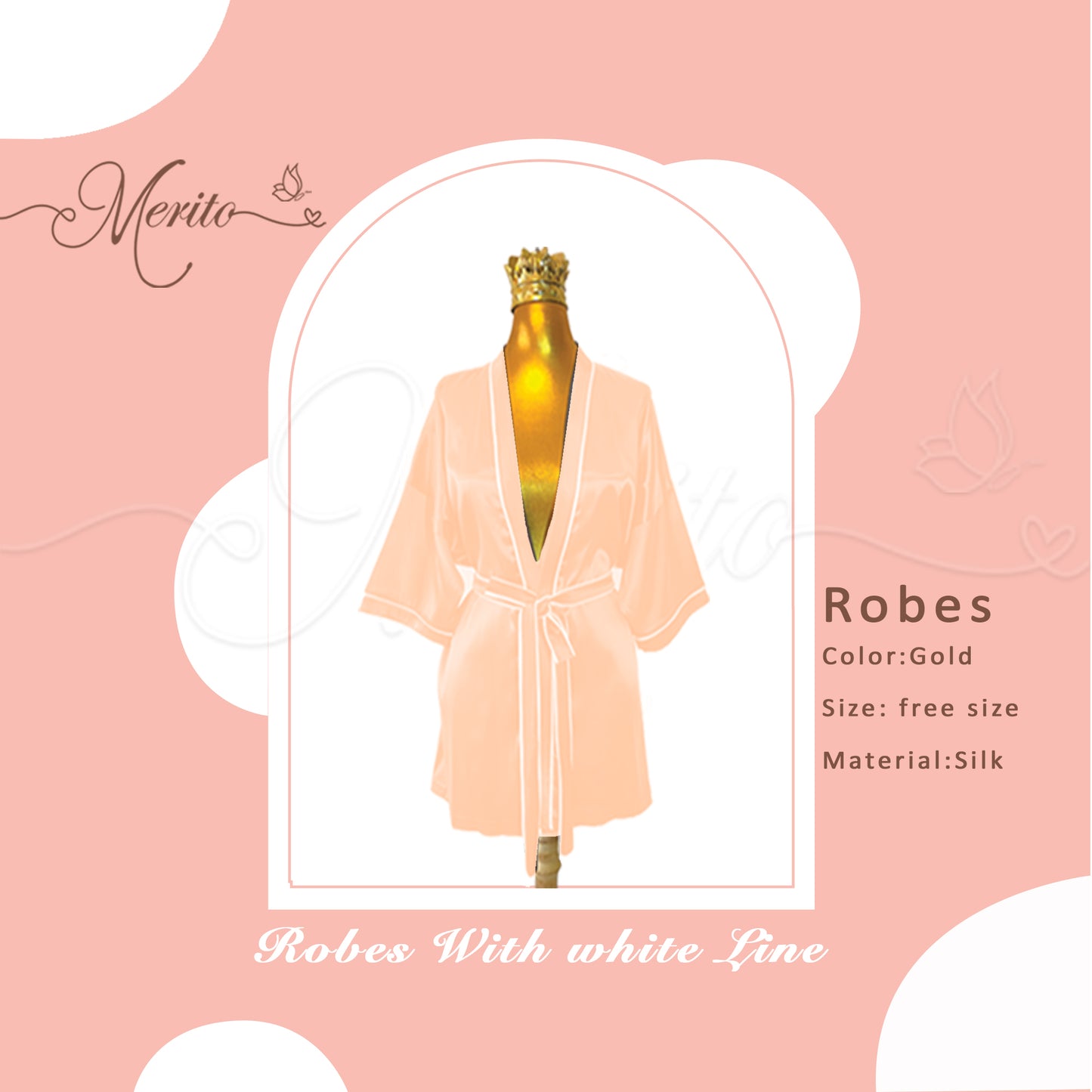 Silk Robe white linear