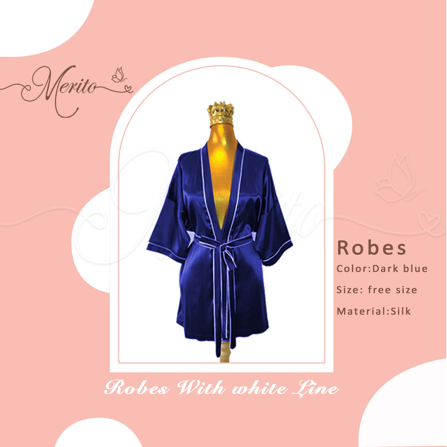 Silk Robe white linear