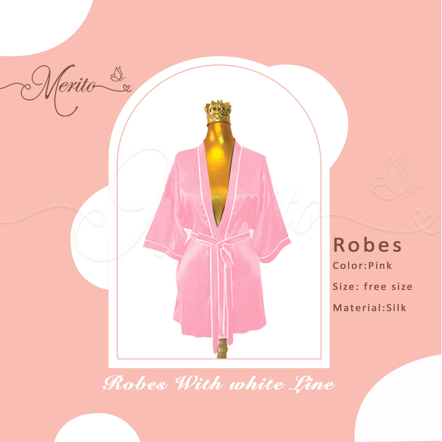 Silk Robe white linear