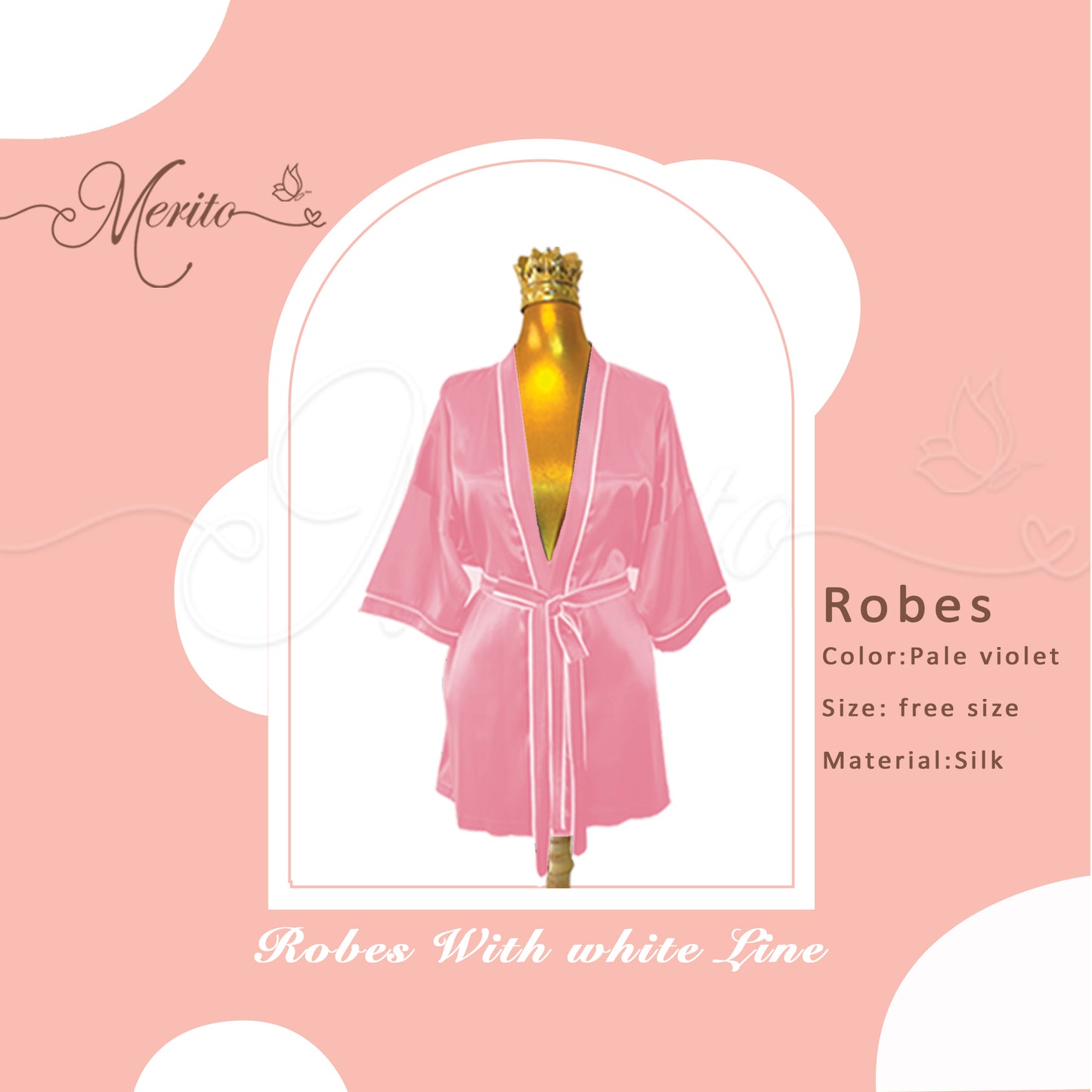 Silk Robe white linear