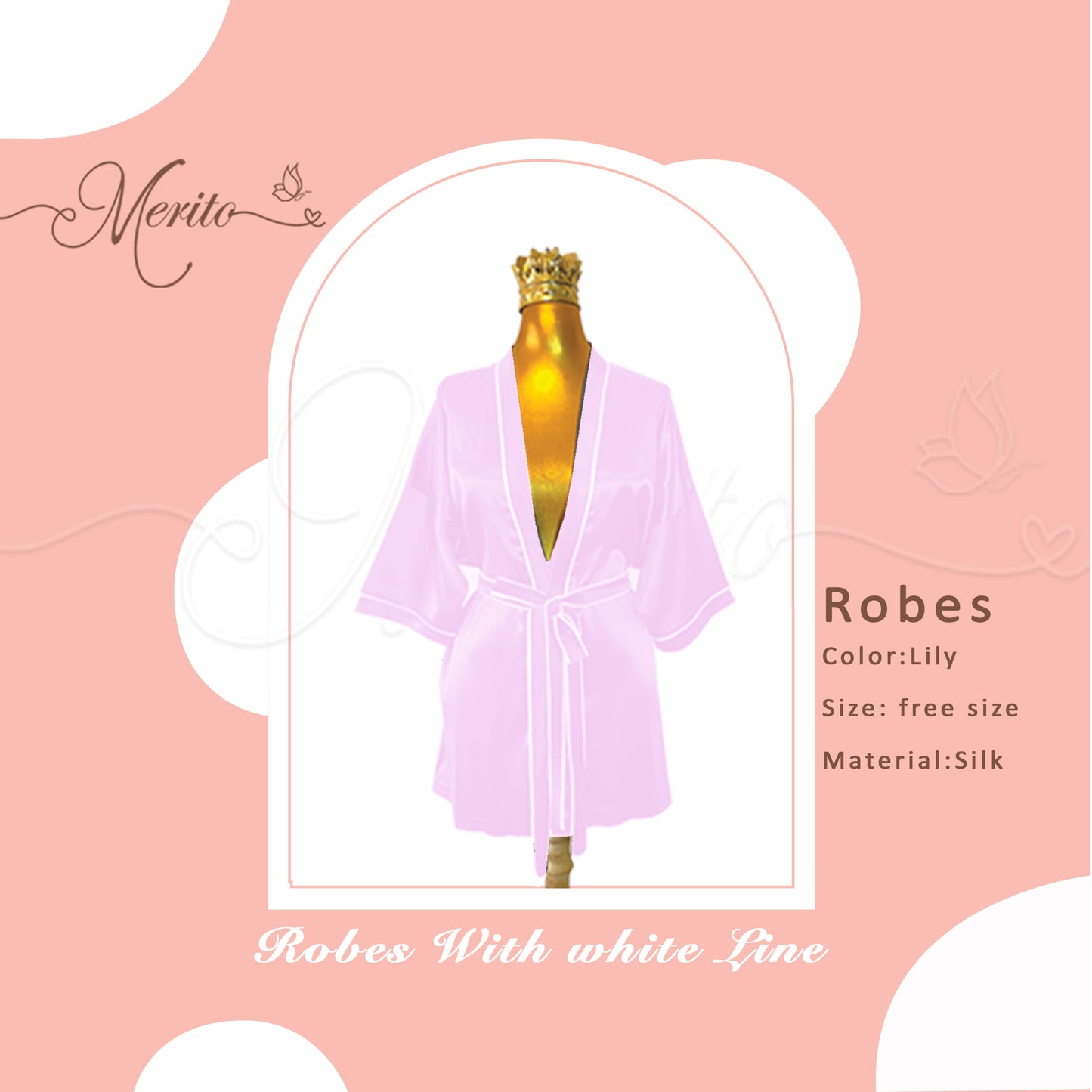Silk Robe white linear