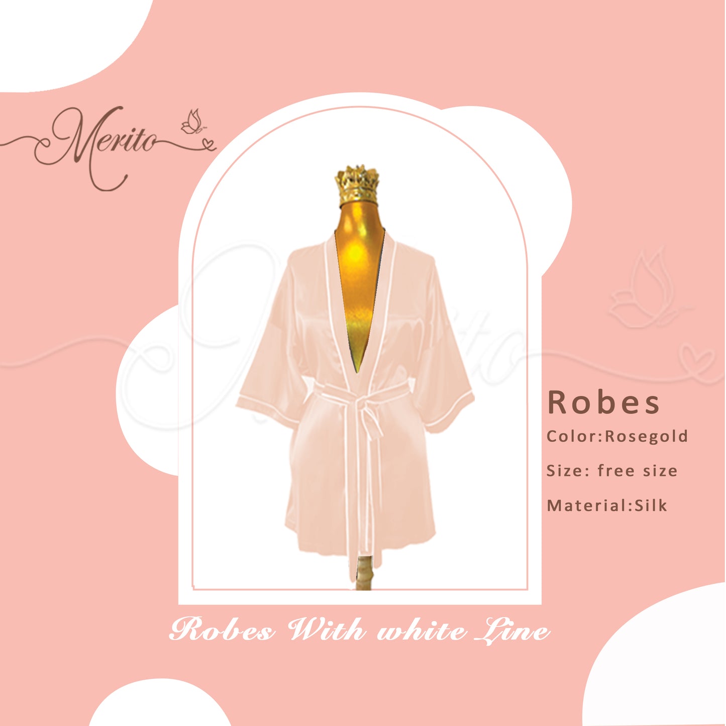 Silk Robe white linear
