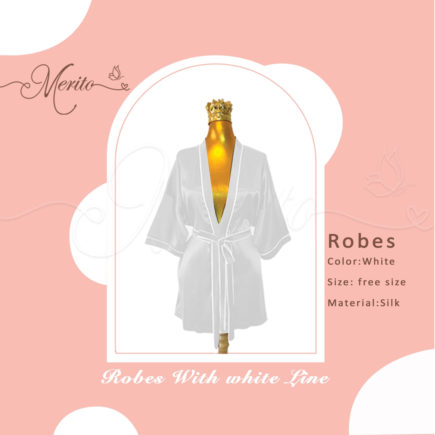 Silk Robe white linear